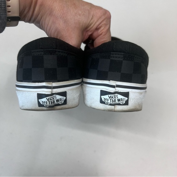 Vans Black Checkerboard Slip On Sneakers Size 7.5 - Picture 4 of 8